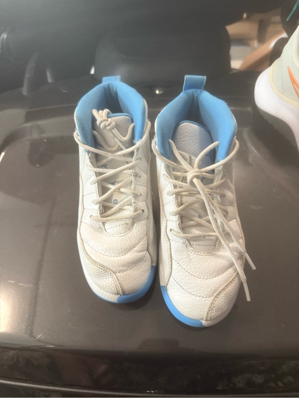 Kids White and Light Blue Athletic Sneakers